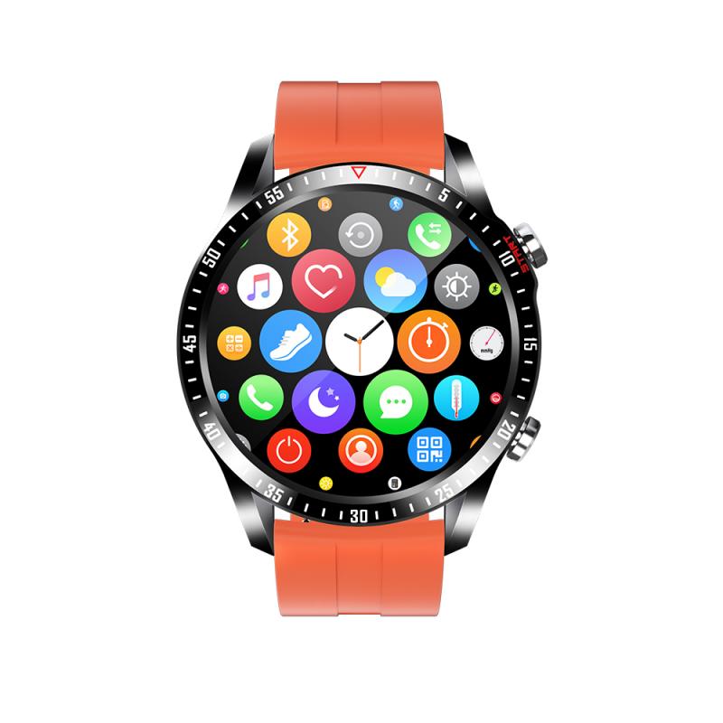 Smartwatch - Bluetooth Call - Heart Rate, Blood Pressure, Blood Oxygen Monitor - 1.3" Round Screen: orange silicone