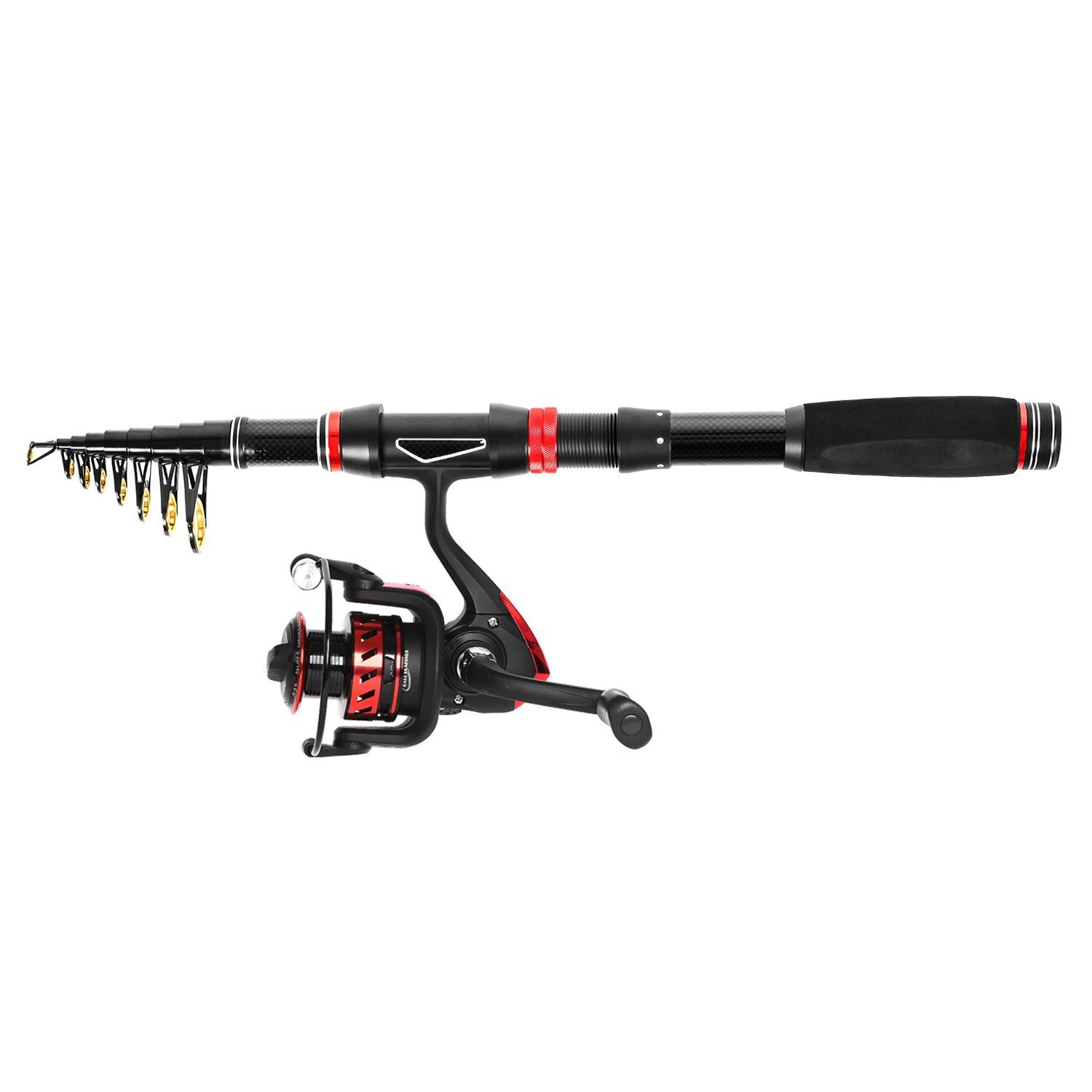 Fishing Rod and Reel Combo Carbon Fiber Telescopic Fishing Rod with Spinning Reel Combo Travel Fishing Lures Jig Hooks Full Kit