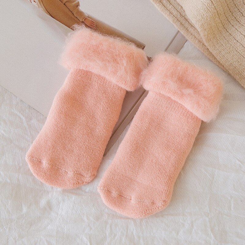 5 Color Cute Winter Baby Socks Newborn Warm Thick Cotton Boy Girl Toddler Floor Socks: Pink / S