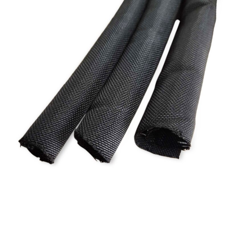 Black Id 19 Mm Uitbreidbaar Gevlochten Kabel Mouw Huisdier Zelfsluitende Geïsoleerde Flexibele Pijp Slang Buis Split Draad Wrap Lijn beschermen