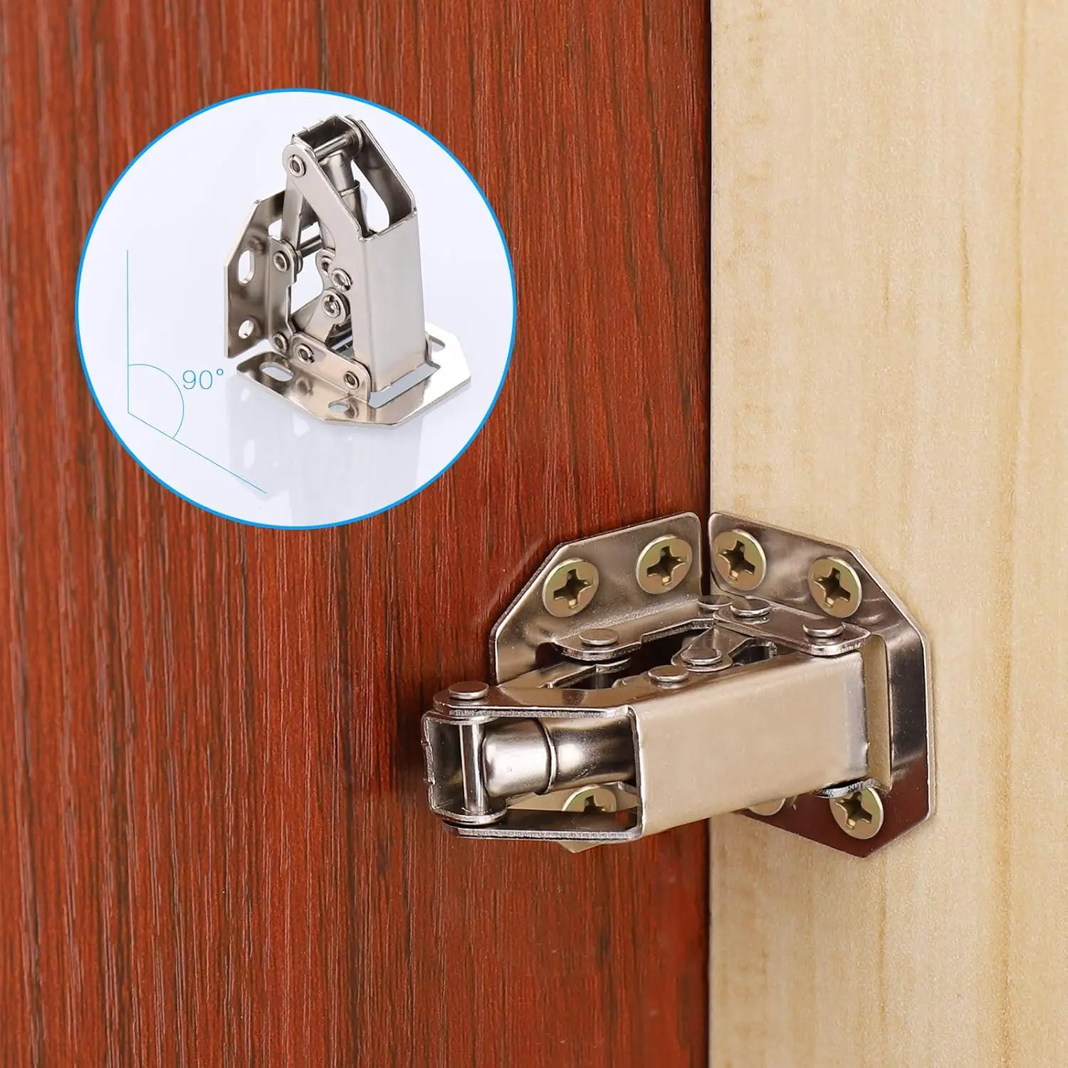 4 zoll Stahl Schrank Scharniere 90 Grad Kein Bohren See Scharnier Küche Schrank Holz Tür Scharniere einstellen DIY Möbel Hardware- Werkzeuge