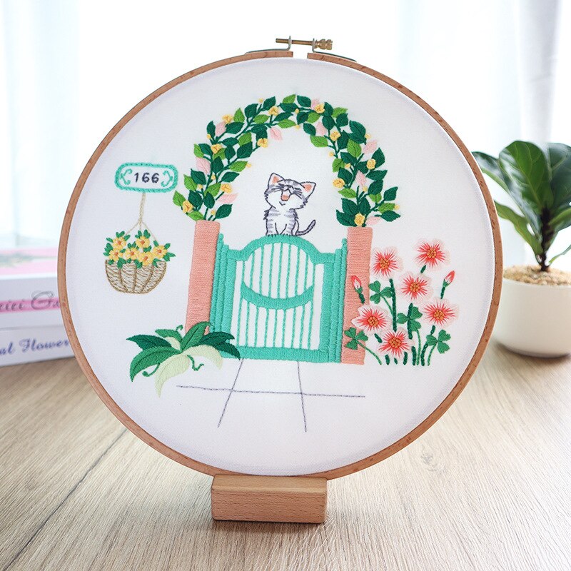 Kit de broderie de fleurs de lierre violet, bricolage, couture, motif de plante domestique, aiguille pour débutant, point de croix, artisanat (withop): E