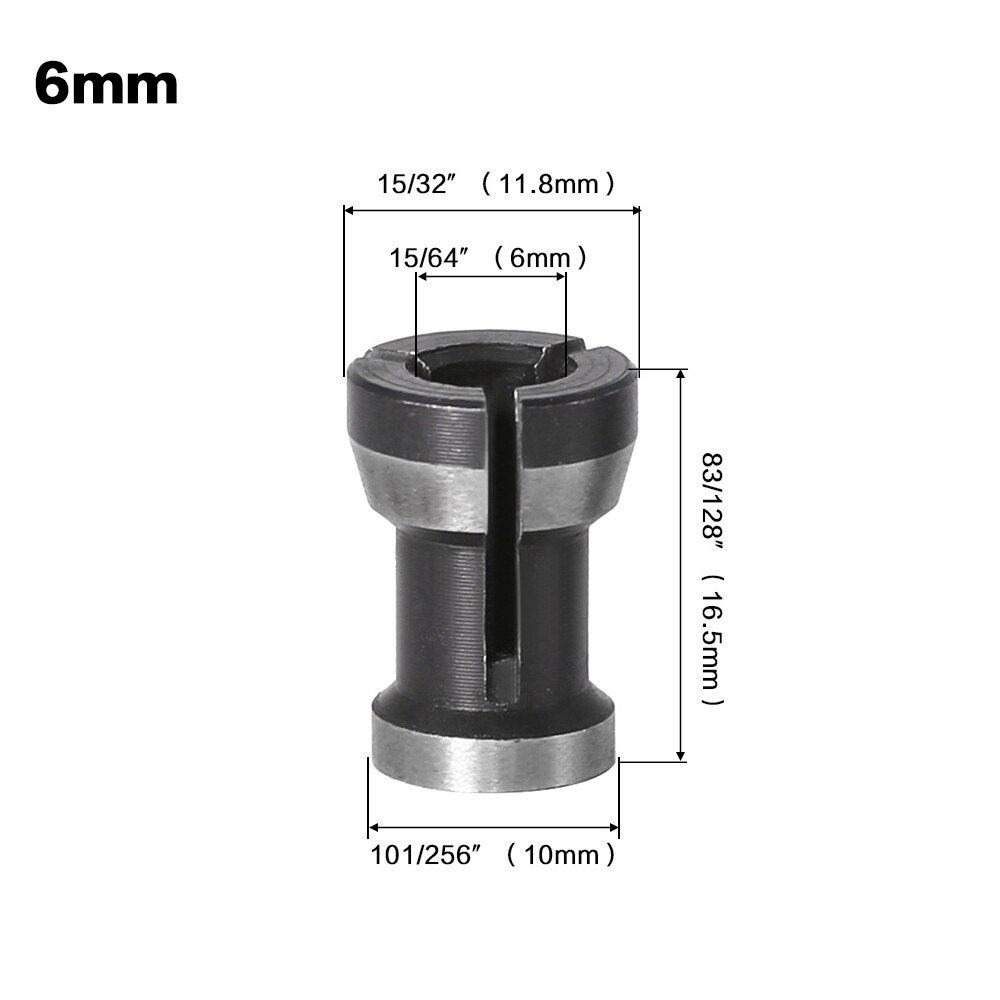 6/6.35/8mm spændepatronfræser bitklemme router adapter hss split converter værktøj til træbearbejdningsgraveringsværktøj: 6mm