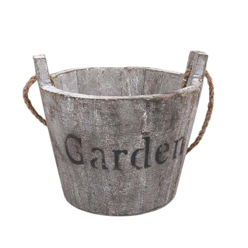 Vintage træ tønde planter potter træ have terrasse udendørs blomster plante