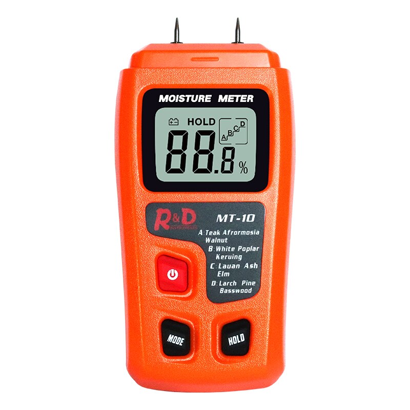 Medidor de humedad de madera MT10, higrómetro, Detector de humedad de madera, probador Digital de densidad de árboles gris EMT01: Orange no battery