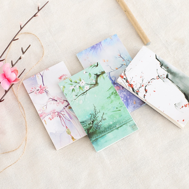 1Pcs Chinese style aesthetic portable notebook can tear beautiful color page notebook notes