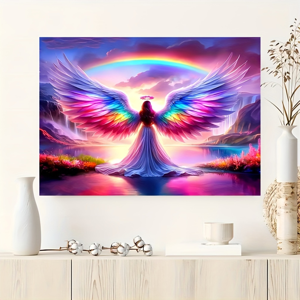 1000 sztuk drewniane puzzle tęczowe skrzydło anioła fantazyjny krajobraz kreatywny prezent dla noworodków rodzice motyw wystrój pokoju dziecięcego