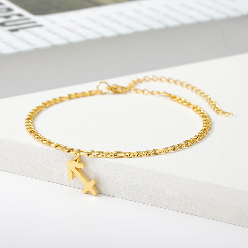 Bracelets de cheville zodiaque pour femme Constellation bijoux verseau poissons bélier Taurus lettre bracelets de cheville meilleur ami noel