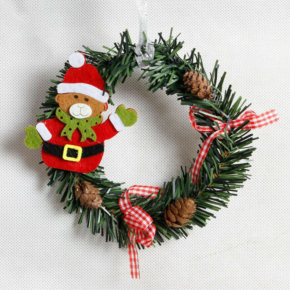 Solid Christmas Wreath Decor Snowman Santa Claus For Xmas Home Party Door Wall Garland Flower Ornaments: bear