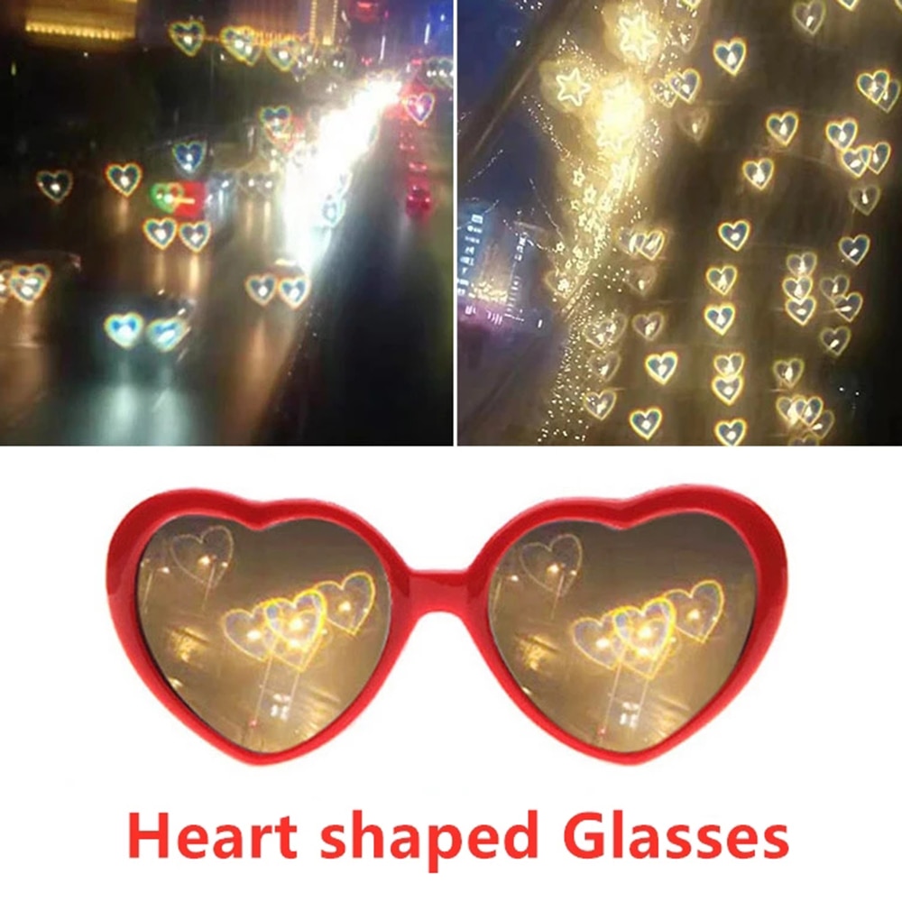 Hart-Vormige Lichten Geworden Liefde Speciale Effecten Bril Liefde Bril 'S Nachts Netto Rode Bril Zonnebril Vrouwen