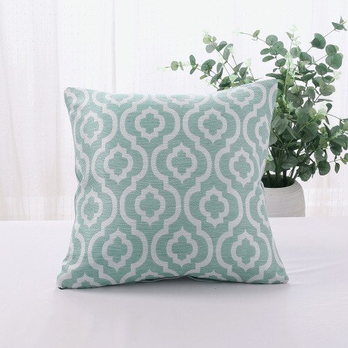 45x45cm Linen Cojines Decorative Para Sofa Geometry Pillow Covers Decorative Pillow Cover For Living Room The Plaid Pillows: Light Blue