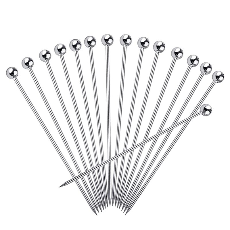 15Pcs Cocktail Picks, 4 Inch Reusable Stainless Steel Martini Picks Cocktail Toothpicks for Olives Appetizers Sandwich: Default Title