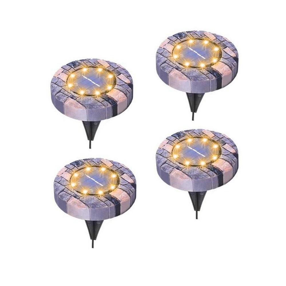 Luz Solar subterránea imitación de piedra patrón decoración de jardín luces de tierra lámpara al aire libre impermeable IP65 pasarela lámpara de camino