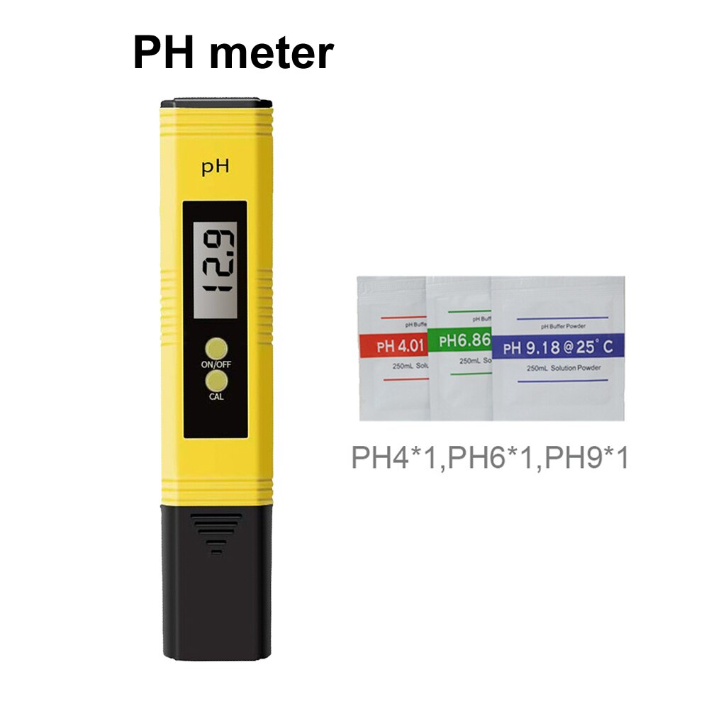 Digital LCD PH Meter Pen of Tester Accuracy 0.1 Aquarium Pool Water Wine Automatic Calibration Water Purity Test Tool: With 3 packs