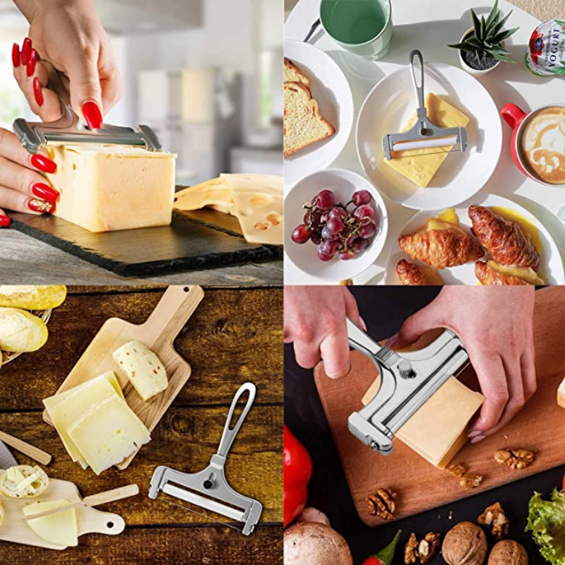 Aluminum Alloy Cheese Slicer Adjustable Thickness Cheese Butter Cutter with Wire for Soft and Semi-Hard Cheeses Kitchen Gadgets