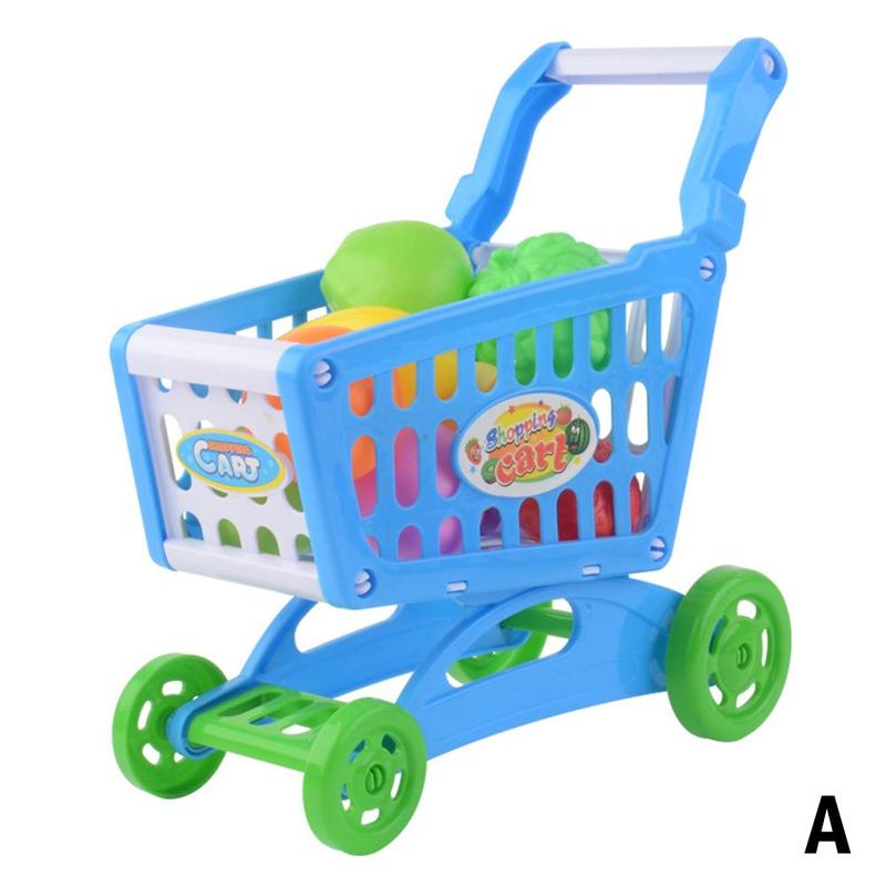 Mini carrito de compras de supermercado de simulación, juguete de plástico, para niños, D2t6: Blue