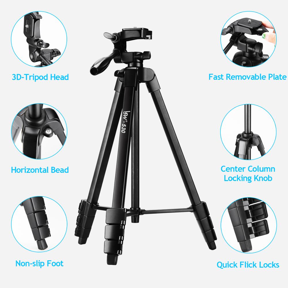 Tripod for Camera Tablet 60-Inch/150cm Aluminum Phone Tripod for Phone /iPad/ DSLR Camera with remote control Mount Holder