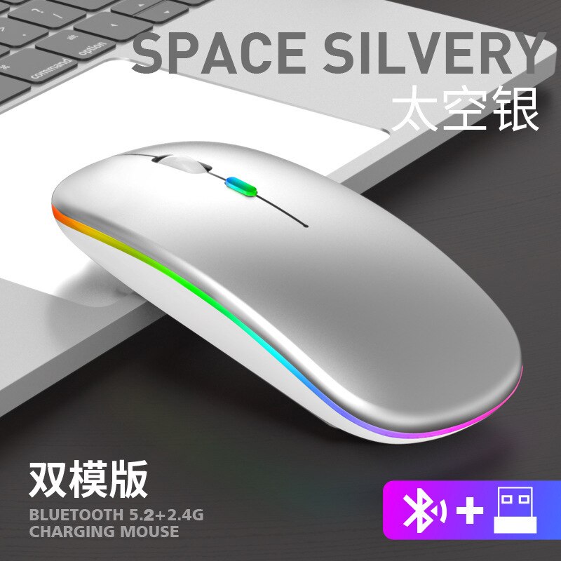 Wireless Silent Mouse LED Backlit Rechargeable USB Ergonomic Optical Gaming Desktop PC Laptop: Gold