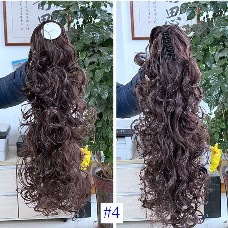Luxury for Braiding 76cm 210g Long Wavy High Temperature Fiber Synthetic Hair Pieces Claw Clip Ponytail Extensions for Women: #4