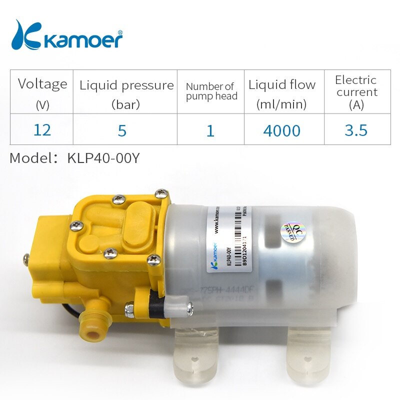 Kamoer KLP40 diaphragm water pump for car (12V,4000ml/min): KLP40-00Y