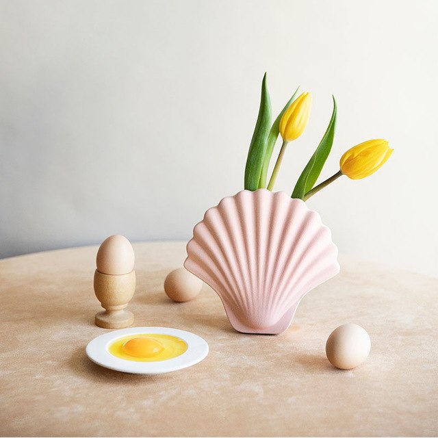 Imitation shell Ceramic vase Modern arts and crafts porcelain hydroponic vases flower pot home decoration: c