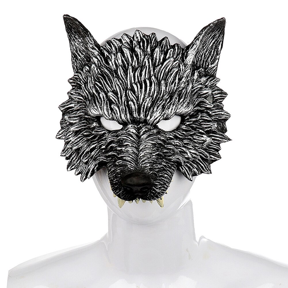 Halloween Lobo máscara para cabeza, cara Cosplay disfraces realista mira Hombre Lobo máscara de bola Facial accesorios de vestir decoración