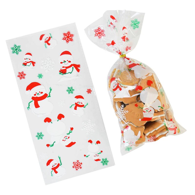 50Stck Weihnachten Tasche transparent Kunststoff Taschen Für Weihnachten Heimat Süßigkeiten Kekse Einkaufen Kekse Verpackung Taschen: T06
