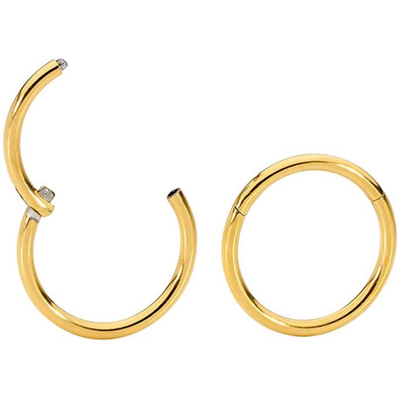 6/8/10mm Nose Ring Hinged Clicker Segment Nose Rings Helix Cartilage Septum Hoop Surgical Stainless Steel Seamless Earrings