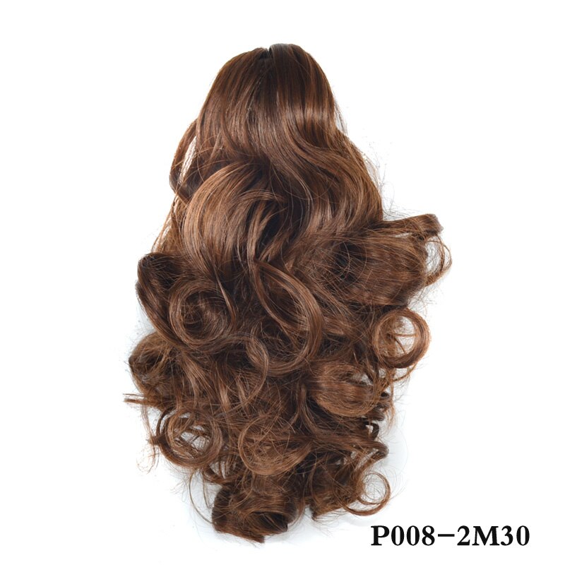 jeedou Short Curly Hair Ponytail Extensions Claw Ponytails Synthetic Natural Black Red Frosted Color Hairpieces: 008-2M30