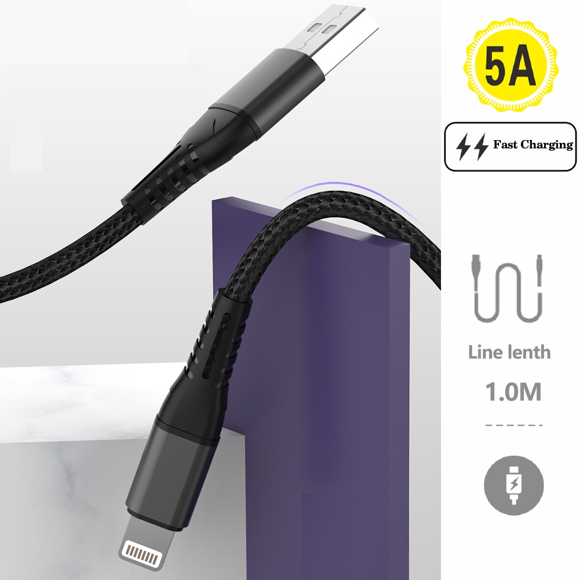 Usb Cable 1m Usb Fast Charging Data Transfer Wire Lightning Charge Line Suitable For iPhone 6 6s 7 8 8P X XR Xs iPad Air Air2