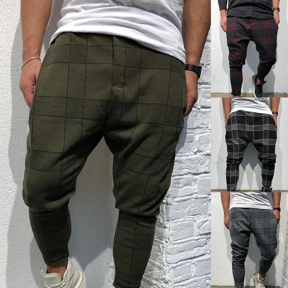 Mannen Plaid Pocket Laag Kruis Harembroek Broek Losse Fit Hiphop Street Wear Casual Mannen Broek Mannen Broek