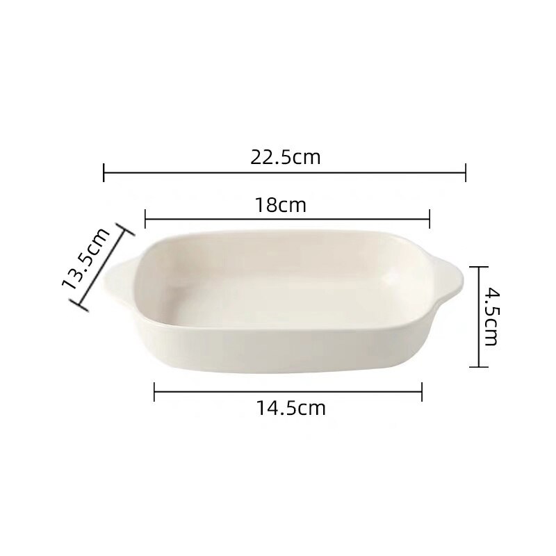 Ceramic Baking Dish Roasting Lasagna Pan Rectangular Dish Bakeware with Handle Microwave Hand-painted Dessert Plate: N