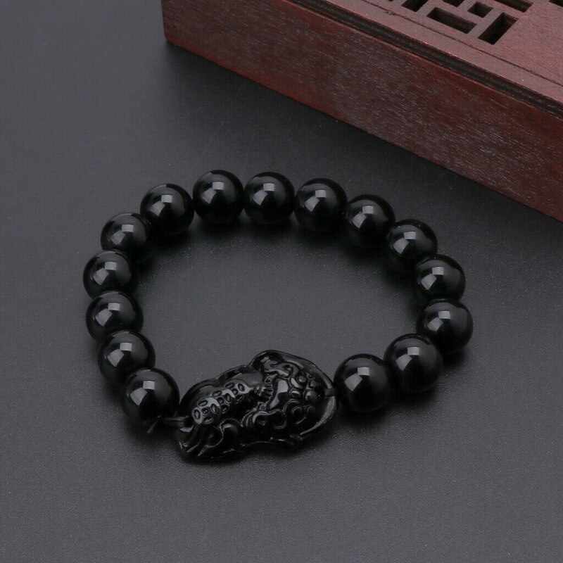 1pc Feng Shui Pi Xiu Armbinde Zu Gewinnen Reichtum und Glück Obsidian Stein Reichtum Armbinde