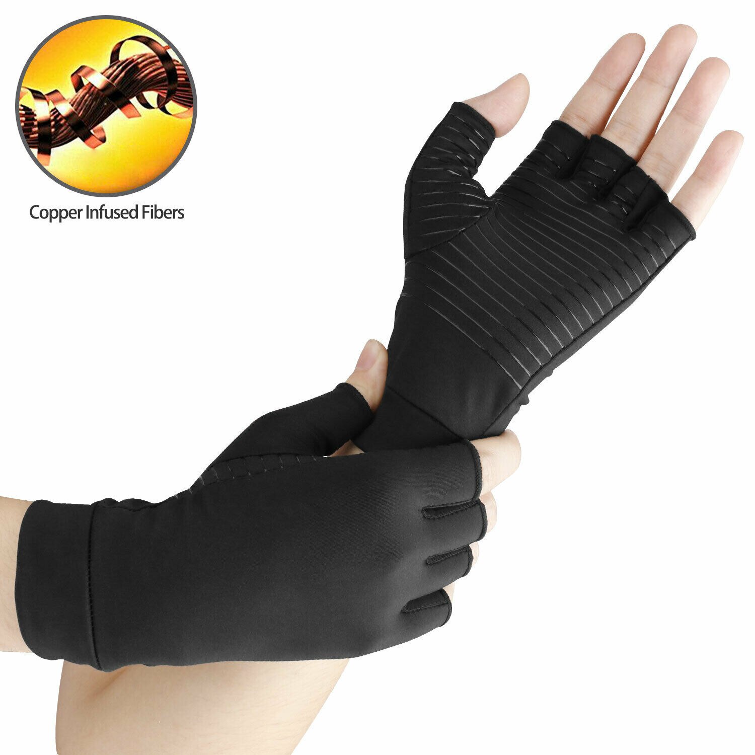 Half Finger Copper Fiber Joint Rehabilitation Health Compression Glove Carpal Tube Wrist Support Compression Glove Unisex