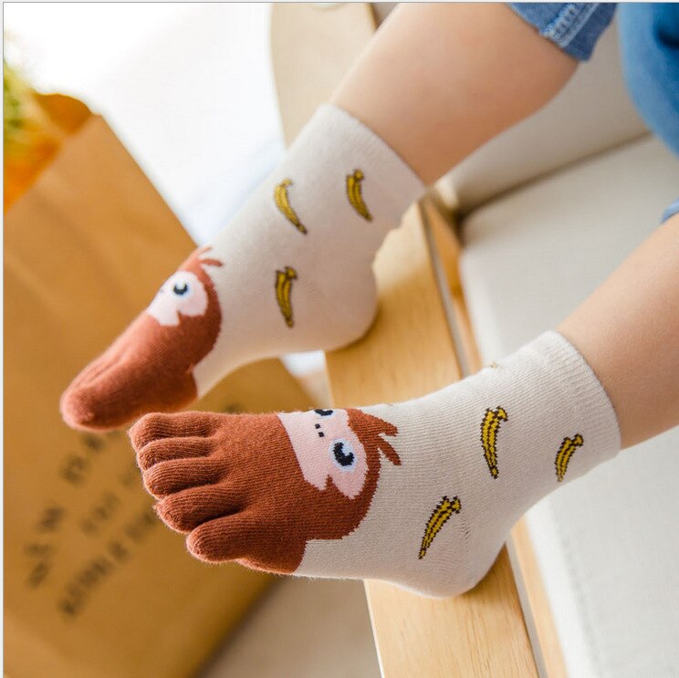 Toddler Baby Kids Girls Boys Cartoon Socks Babies Child Animal Five Fingers Sock Hosiery Toe Sock Accessories