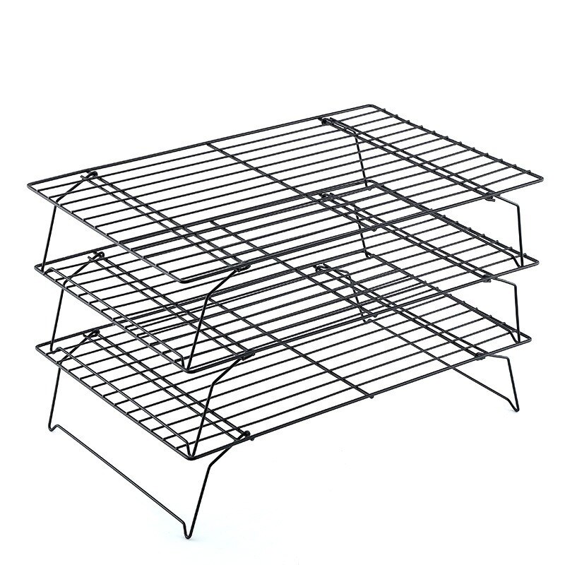 Stor kapacitet tre-lags bagningskage koldt rack stabil støtte non-stick kiks tørring rack åndbart og ventileret brød re