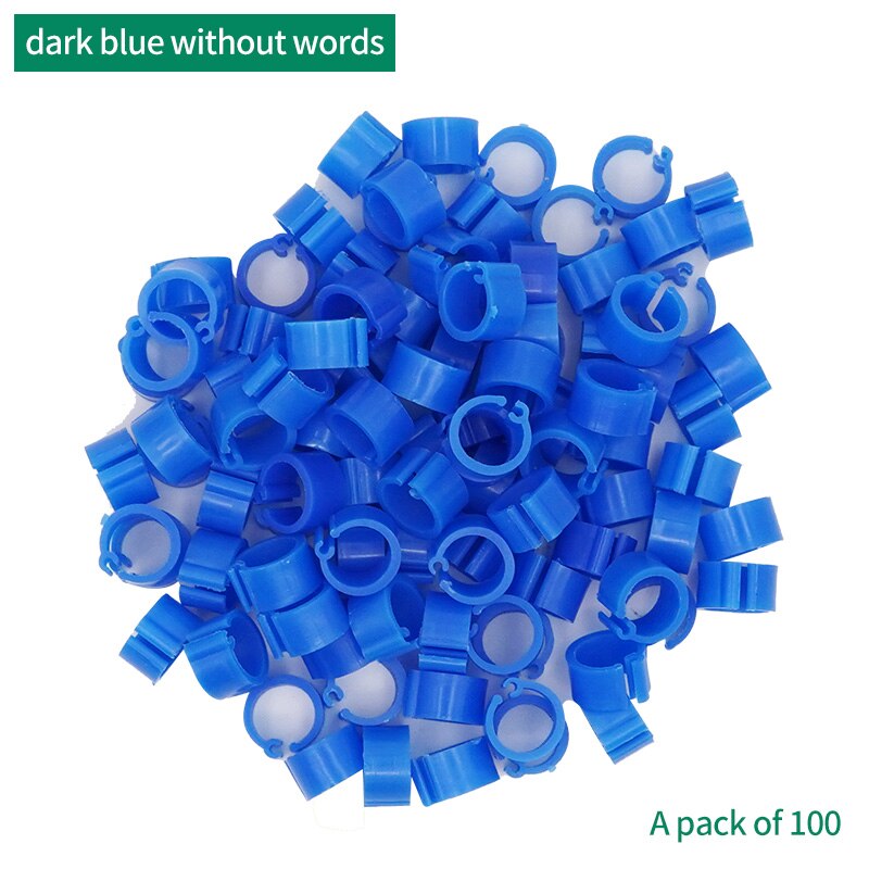 100Pcs 11Colors Birds Feet Rings Inner Diameter 8Mm Width 7Mm Plastic Clip Ring Pigeon Dove Quail Foot Ring Farm Animal Carrier: Dark blue