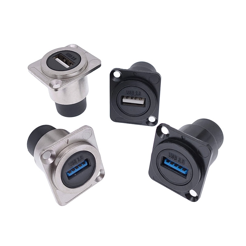 Metall usb 2.0 3.0 d type kvinnelig til kvinnelig kontakt panelmontering usb-kontakt