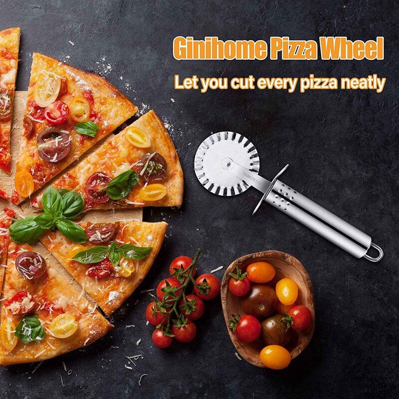 Pizza Cutter, Stainless Steel Pizza Cutter Wheel & 10 Inch Pizza Peel Round Pizza Paddle, Large Pizza Spatula