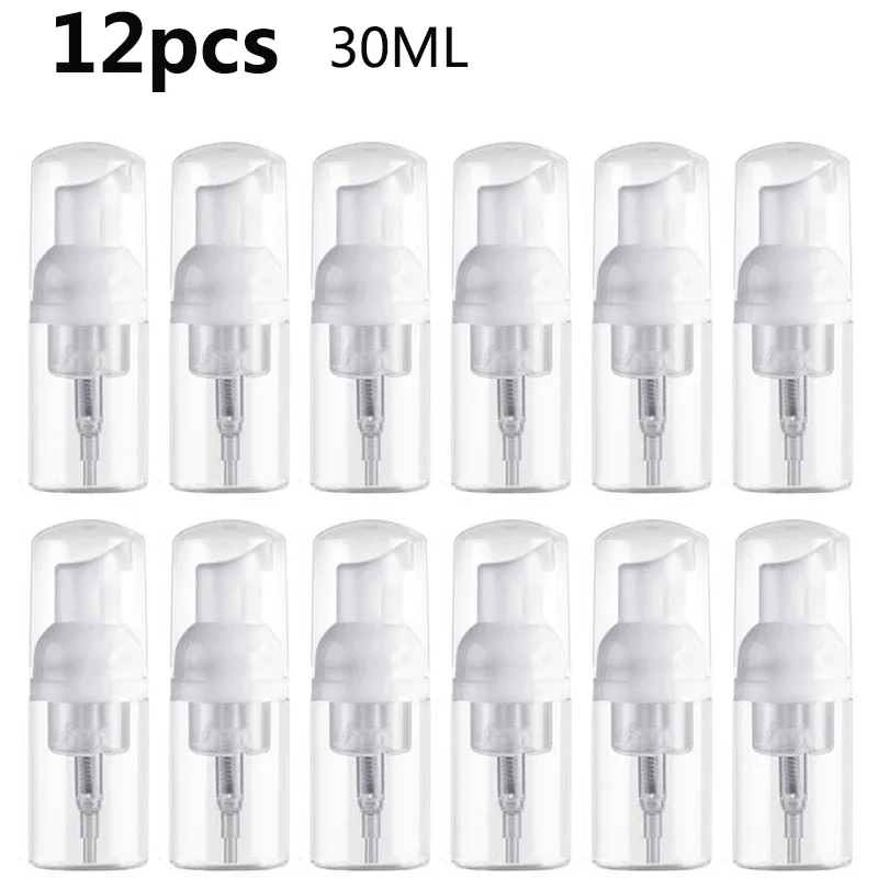 12 Stuks 30/60Ml Draagbare Schuimfles Lege Pomp Heldere Fles Lotion Shampoo Dispenser Hervulbare Flessen Pomp Foam Fles: Light Grey