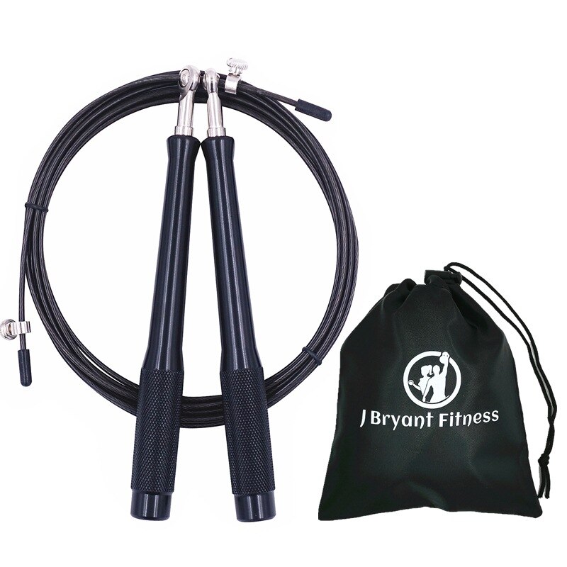 High Speed Jump Rope 9.8 ft Adjustable Workout Skipping Rope 2 Bearing with Carrying Bag for MMA Boxing Crossfit Double Unders: black