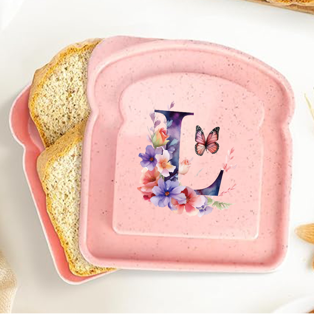 Caja de almacenamiento para tostadas y sándwiches con tapa, fiambrera portátil para alimentos, bolsa de almuerzo para pan, contenedor organizador Bento, patrón de letras de mariposa: Oro