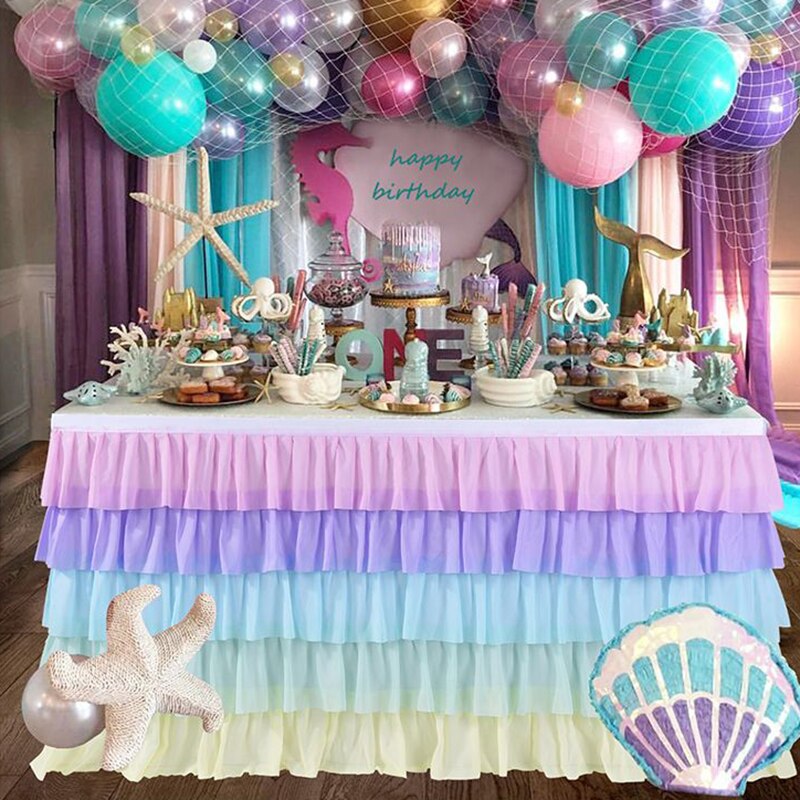 Gradient Tulle Table Skirt for Tables in any Shapes 5 Layered Ruffle Table Skirt for Wedding Party 6/9/14 FT. USJ99
