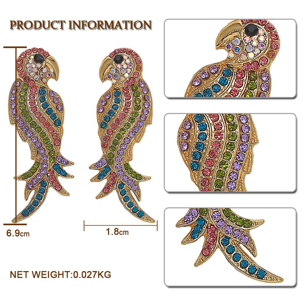 Dvacaman Schichten Kristall Vogel Ohrringe Papagei Strass Boho groß Baumeln ErkläSprosse Ohrringe für Frauen Hochzeit max Schmuck