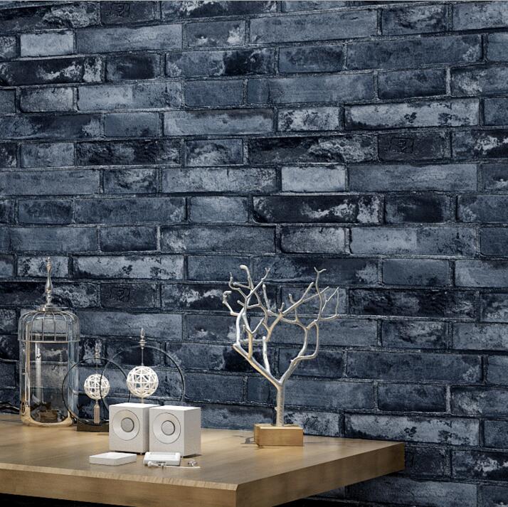 3D Chinese retro bakstenen muur papier roll woonkamer slaapkamer hal baksteen behang 3D blauw bakstenen achtergrond behang