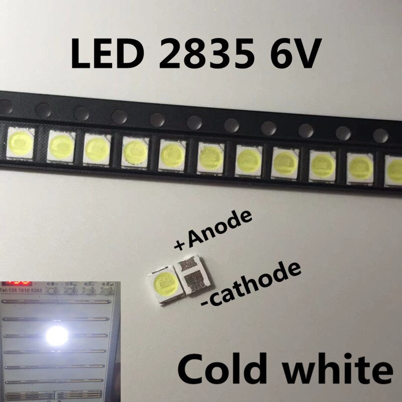 Cuentas de lámpara de alta potencia, accesorio Original UNI 100 3528 2835, 1 vatios, 6 Voltios, blanco frío, para aplicación de retroiluminación LED LCD TV, 1210 Uds.