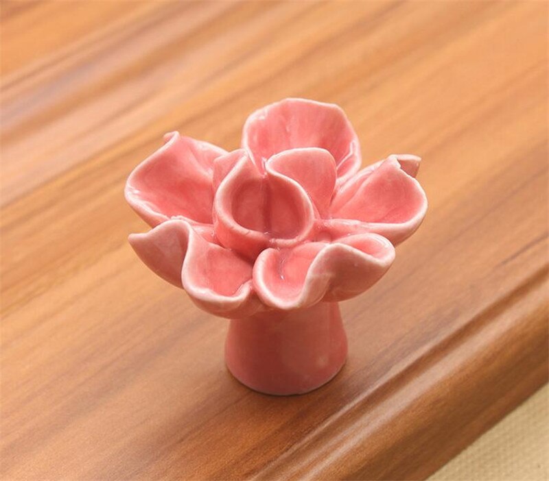 Boutons colorés pour meuble de fleurs en céramique de 40MM, poignées pour tirer de porte, placard, garde-robe, boutons de meubles: E