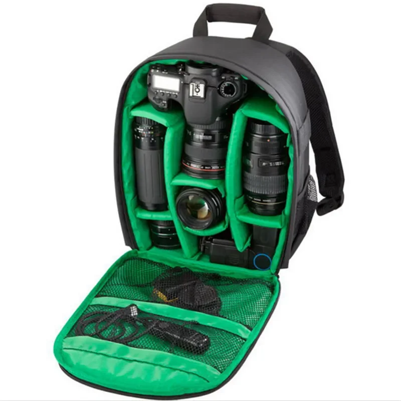 Multi-functional Camera Backpack Video Digital DSLR Bag Waterproof Outdoor Camera Photo Bag Case for Nikon/ for Canon/DSLR: light green