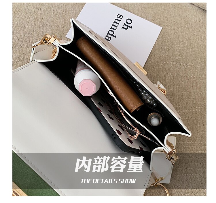 Scrub Leather Contrast Color Crossbody Bags For Women Chain Messenger Shoulder Bag Ladies Purses and Handbags Cross Body