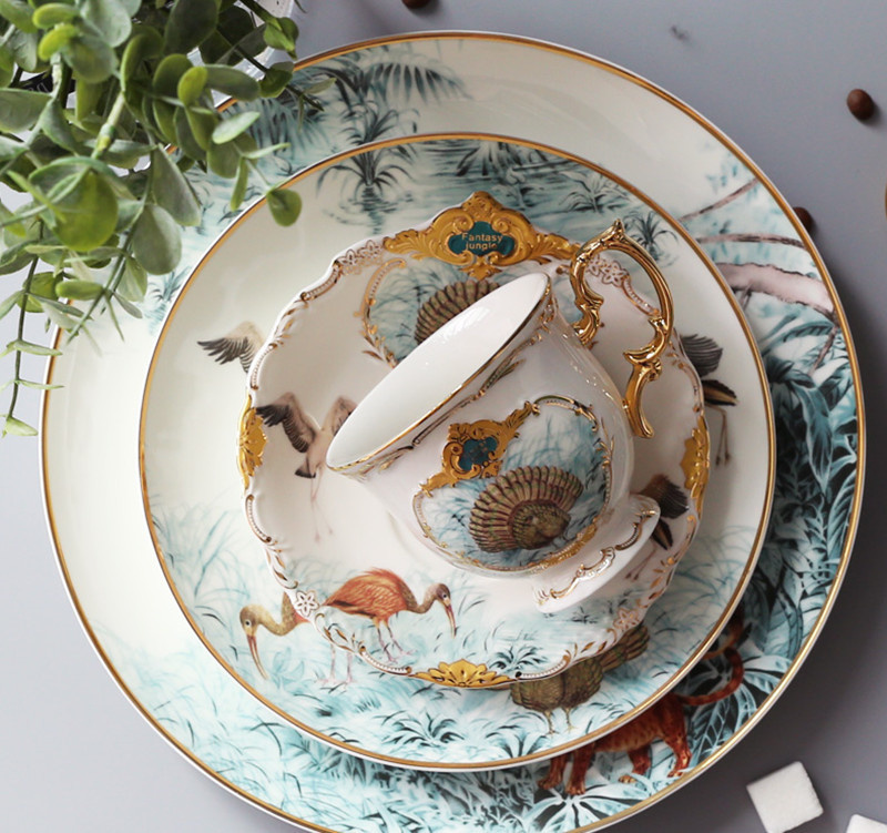 Fangqi – vaisselle en céramique en forme de forêt tropicale, squelette chinois, assiette à fruits, décoration en porcelaine pour la maison,